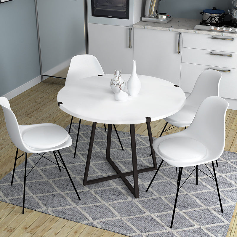 Τραπέζι Rubes Χρώμα Λευκό - Ανθρακί 100x100x78