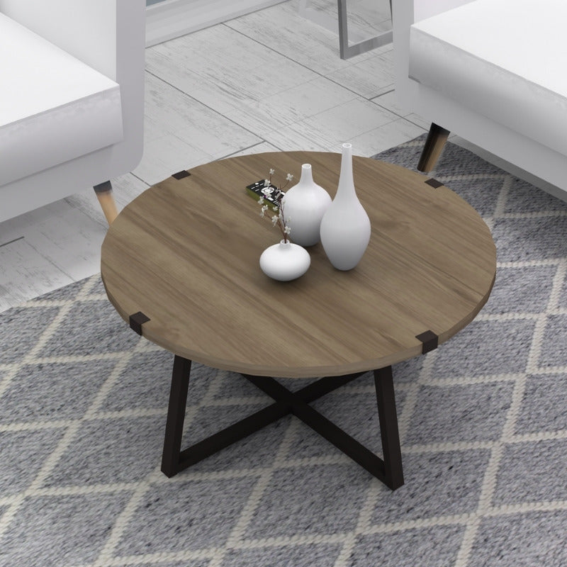 Τραπεζάκι Σαλονιού Mauricio Χρώμα Καρυδί - Ανθρακί 78x78x43