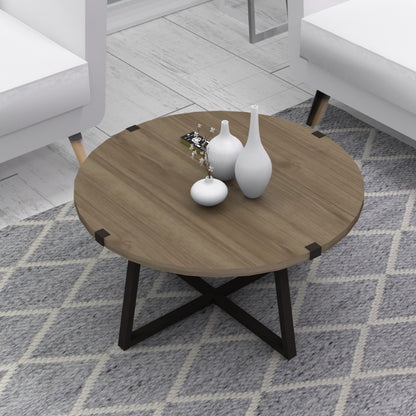 Τραπεζάκι Σαλονιού Mauricio Χρώμα Καρυδί - Ανθρακί 78x78x43