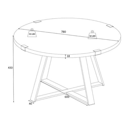Τραπεζάκι Σαλονιού Mauricio Χρώμα Καρυδί - Ανθρακί 78x78x43