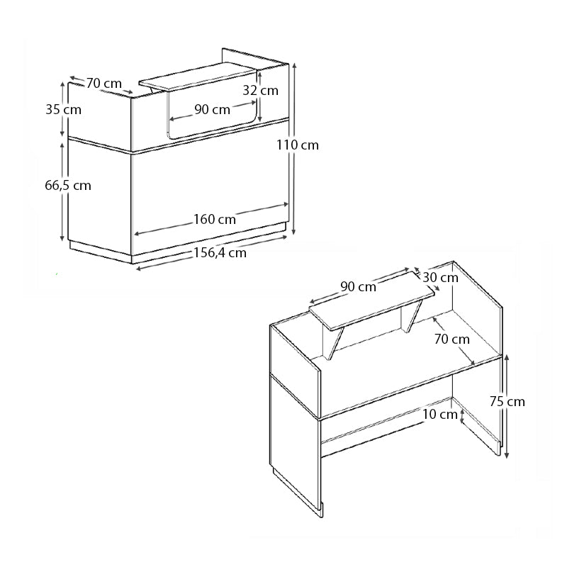 Γραφείο Reception Lemmon Χρώμα Γκρι Σκυροδέματος 160x70x110
