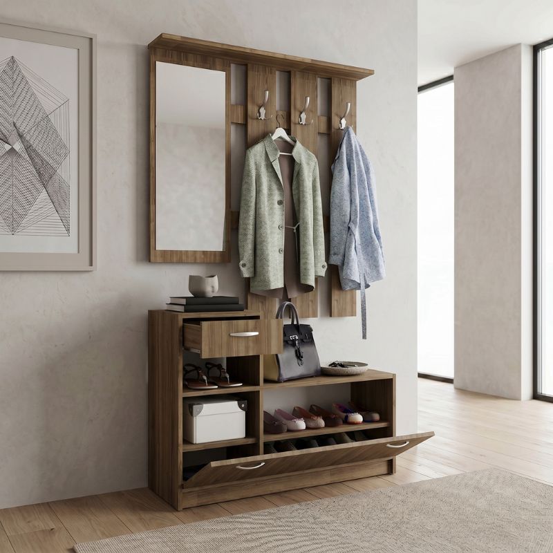 Έπιπλο Εισόδου Raynold Χρώμα Καρυδί 100x30x180