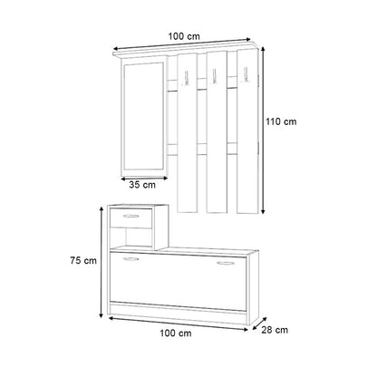 Έπιπλο Εισόδου Raynold Χρώμα Καρυδί 100x30x180