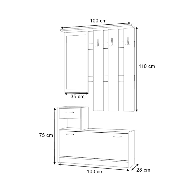 Έπιπλο Εισόδου Raynold Χρώμα Φυσικό Οξιάς 100x30x180