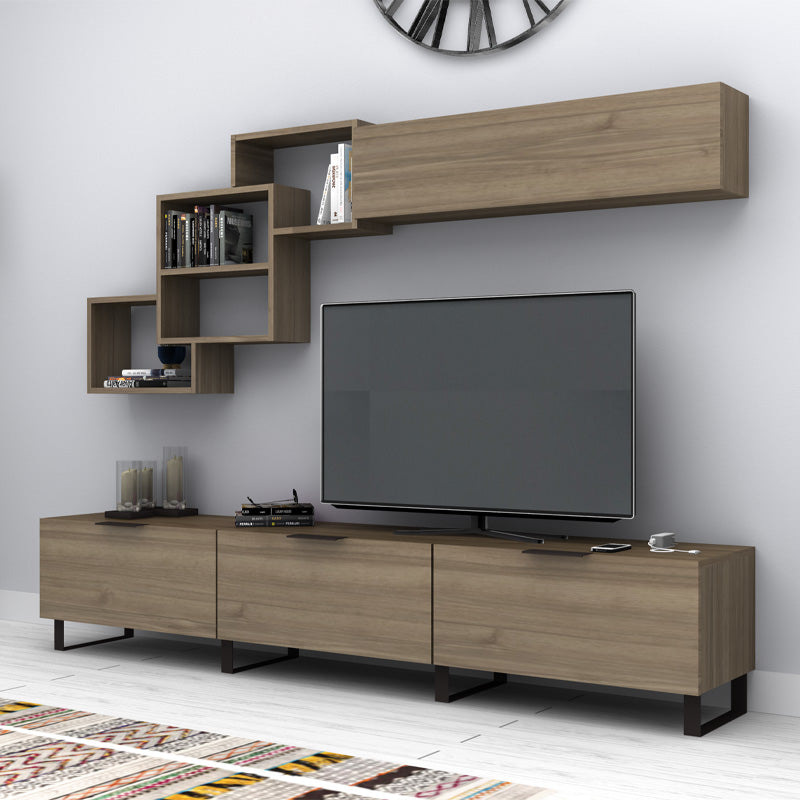 Σύνθεση Τηλεόρασης Heydar Χρώμα Καρυδί 210x35x40