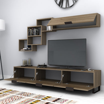 Σύνθεση Τηλεόρασης Heydar Χρώμα Καρυδί 210x35x40