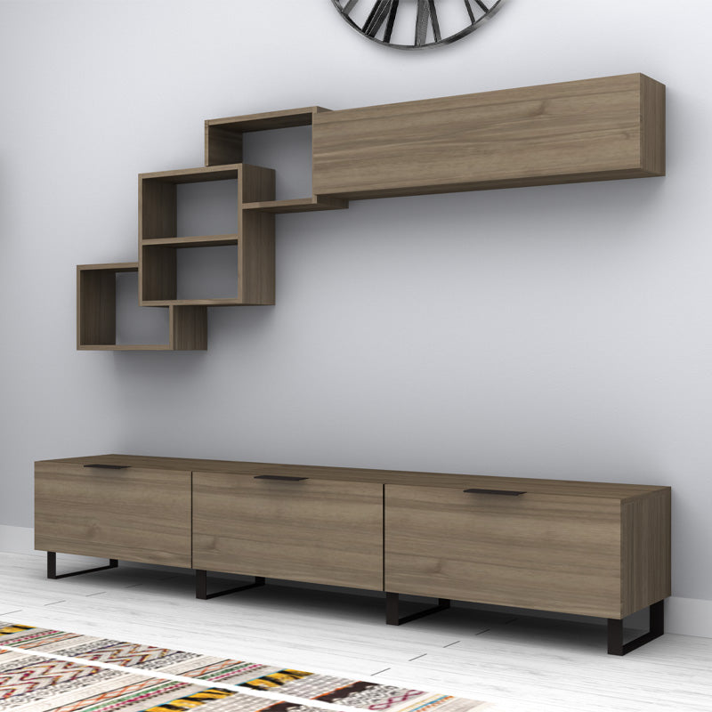 Σύνθεση Τηλεόρασης Heydar Χρώμα Καρυδί 210x35x40