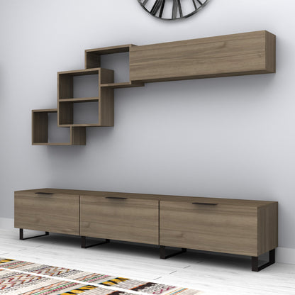 Σύνθεση Τηλεόρασης Heydar Χρώμα Καρυδί 210x35x40