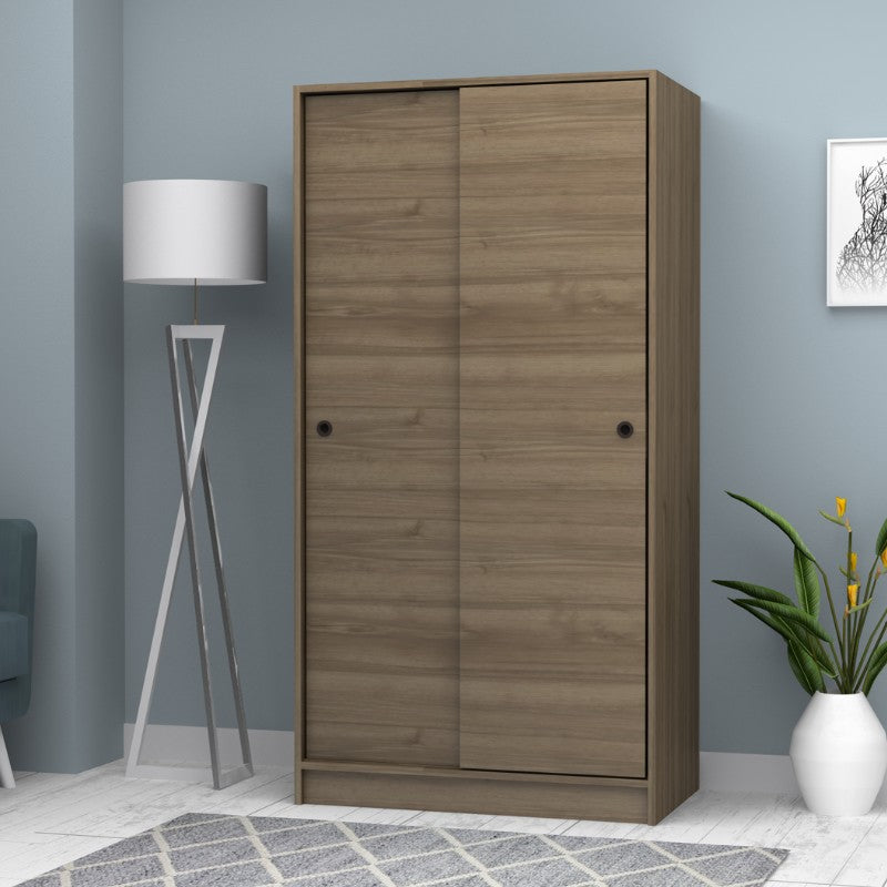 Ντουλάπα Ρούχων Misra Δίφυλλη Συρόμενη Χρώμα Καρυδί 94x52x182