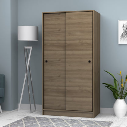 Ντουλάπα Ρούχων Misra Δίφυλλη Συρόμενη Χρώμα Καρυδί 94x52x182