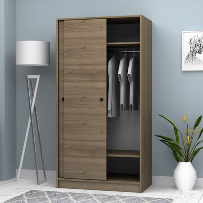 Ντουλάπα Ρούχων Misra Δίφυλλη Συρόμενη Χρώμα Καρυδί 94x52x182