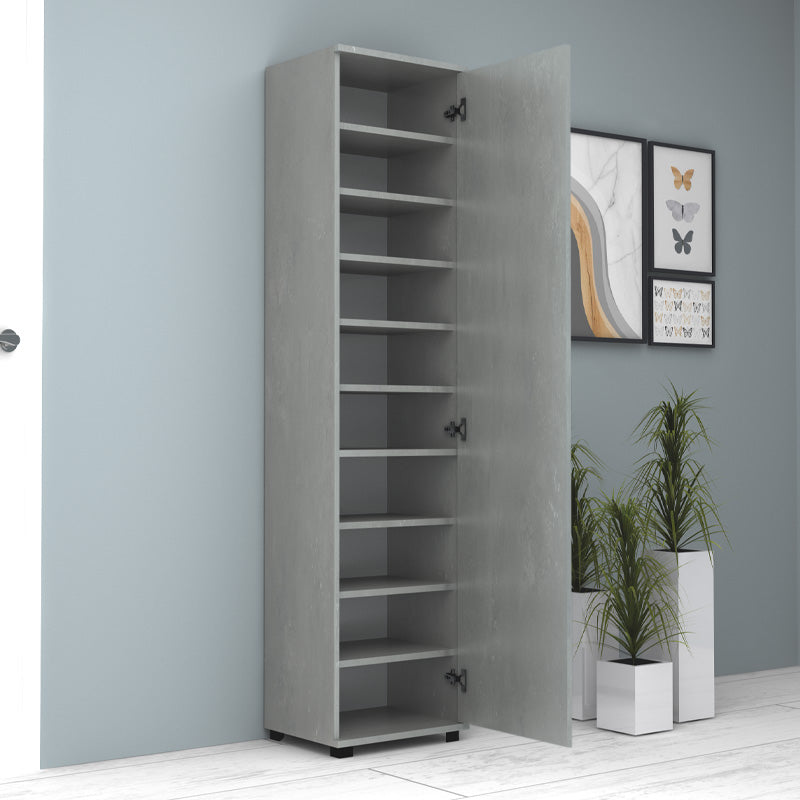 Ντουλάπα Ρούχων - Παπουτσοθήκη Visla Μονόφυλλη με Καθρέπτη Χρώμα Γκρι Σκυροδέματος 45x36x187