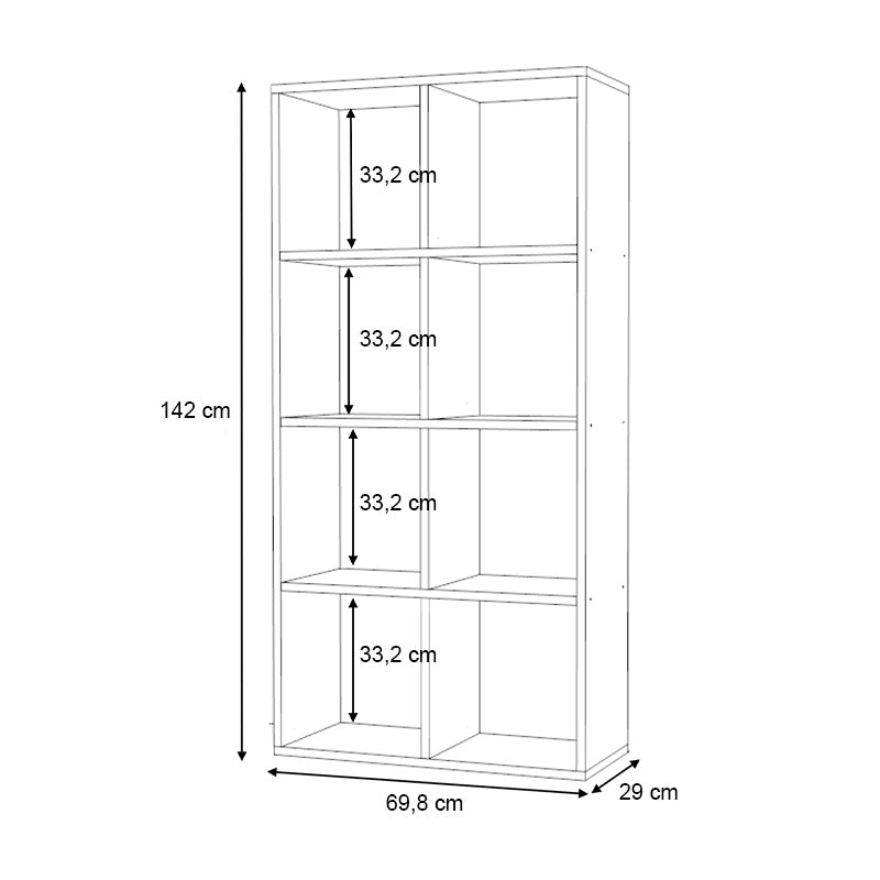 Βιβλιοθήκη Anser Χρώμα Λευκό 69,8x29x142