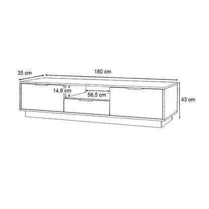 Έπιπλο Τηλεόρασης Mensa Χρώμα Λευκό 180x35x43