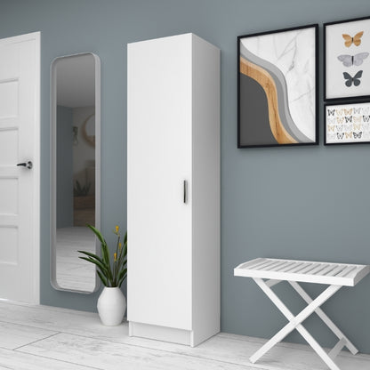 Ντουλάπα Ρούχων - Παπουτσοθήκη Petro Μονόφυλλη Χρώμα Λευκό 45x38x180