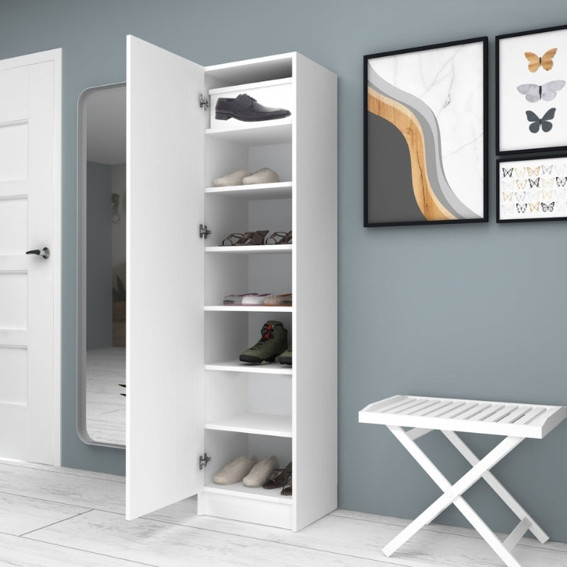 Ντουλάπα Ρούχων - Παπουτσοθήκη Petro Μονόφυλλη Χρώμα Λευκό 45x38x180