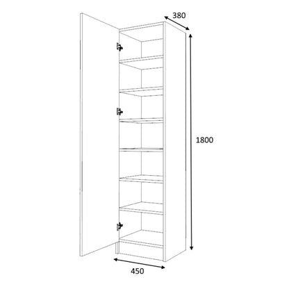 Ντουλάπα Ρούχων - Παπουτσοθήκη Petro Μονόφυλλη Χρώμα Λευκό 45x38x180