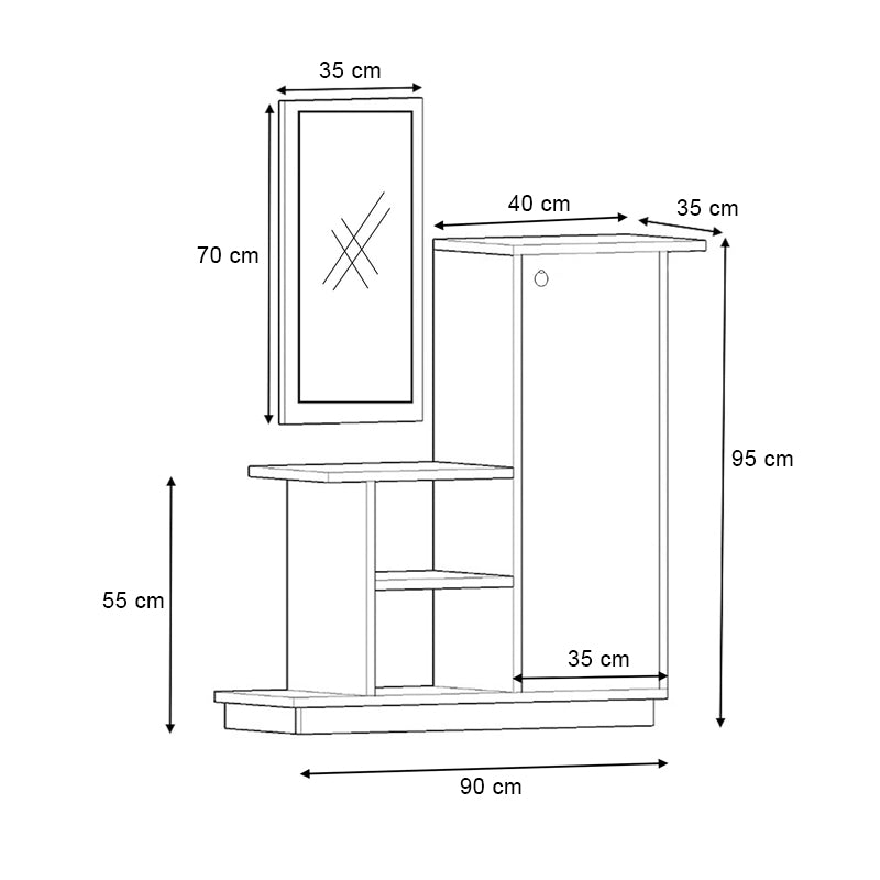 Έπιπλο Εισόδου Cute Χρώμα Φυσικό Οξιάς 90x35x95