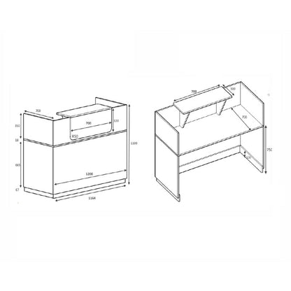 Γραφείο Reception Lemmon Χρώμα Φυσικό Οξιάς - Ανθρακί 120x70x110