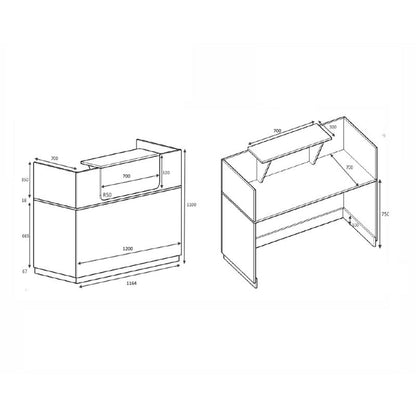Γραφείο Reception Lemmon Χρώμα Φυσικό Οξιάς 120x70x110