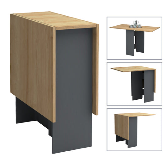 Τραπέζι Pepe Επεκτεινόμενο Χρώμα Ανθρακί - Φυσικό Οξιάς 28(56+56)x77x75