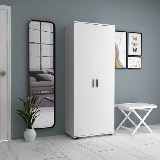 Ντουλάπα Ρούχων - Παπουτσοθήκη Eric Δίφυλλη Χρώμα Λευκό 76x36x187