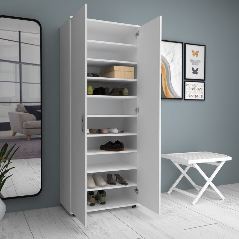 Ντουλάπα Ρούχων - Παπουτσοθήκη Eric Δίφυλλη Χρώμα Λευκό 76x36x187