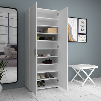 Ντουλάπα Ρούχων - Παπουτσοθήκη Eric Δίφυλλη Χρώμα Λευκό 76x36x187