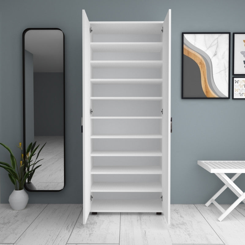 Ντουλάπα Ρούχων - Παπουτσοθήκη Eric Δίφυλλη Χρώμα Λευκό 76x36x187