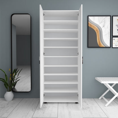 Ντουλάπα Ρούχων - Παπουτσοθήκη Eric Δίφυλλη Χρώμα Λευκό 76x36x187