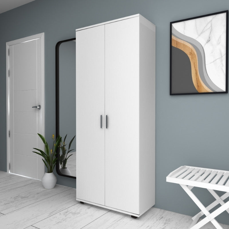 Ντουλάπα Ρούχων - Παπουτσοθήκη Eric Δίφυλλη Χρώμα Λευκό 76x36x187