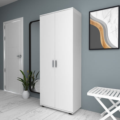 Ντουλάπα Ρούχων - Παπουτσοθήκη Eric Δίφυλλη Χρώμα Λευκό 76x36x187