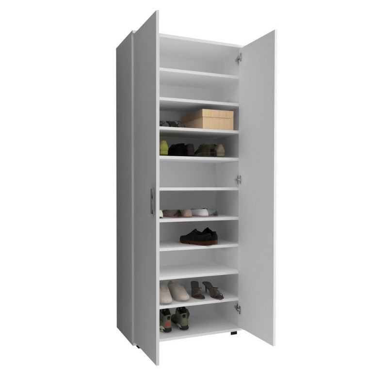 Ντουλάπα Ρούχων - Παπουτσοθήκη Eric Δίφυλλη Χρώμα Λευκό 76x36x187