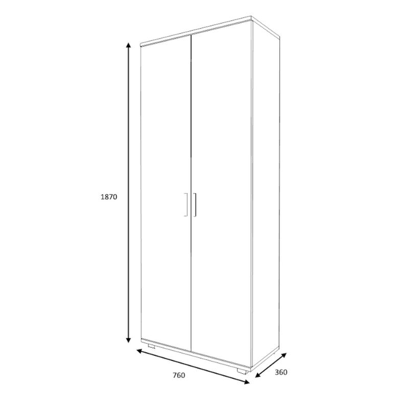 Ντουλάπα Ρούχων - Παπουτσοθήκη Eric Δίφυλλη Χρώμα Λευκό 76x36x187