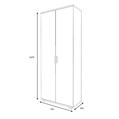 Ντουλάπα Ρούχων - Παπουτσοθήκη Eric Δίφυλλη Χρώμα Λευκό 76x36x187