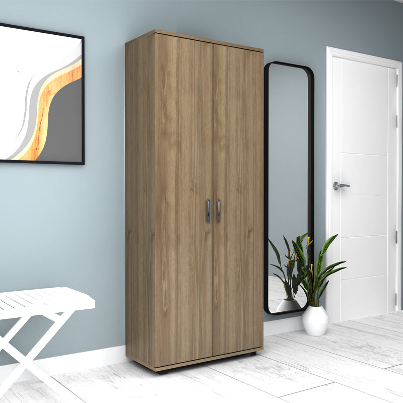 Ντουλάπα Ρούχων - Παπουτσοθήκη Eric Δίφυλλη Χρώμα Καρυδί 76x36x187