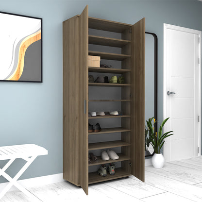 Ντουλάπα Ρούχων - Παπουτσοθήκη Eric Δίφυλλη Χρώμα Καρυδί 76x36x187