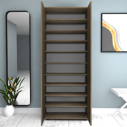 Ντουλάπα Ρούχων - Παπουτσοθήκη Eric Δίφυλλη Χρώμα Καρυδί 76x36x187