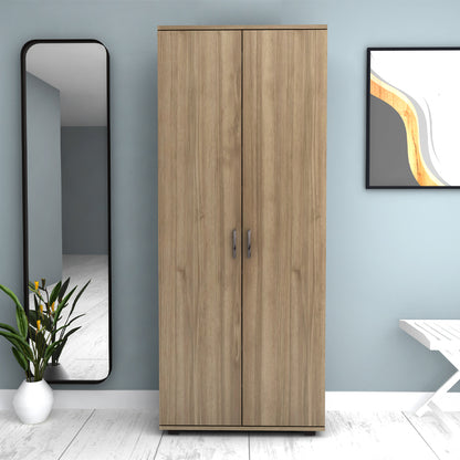 Ντουλάπα Ρούχων - Παπουτσοθήκη Eric Δίφυλλη Χρώμα Καρυδί 76x36x187