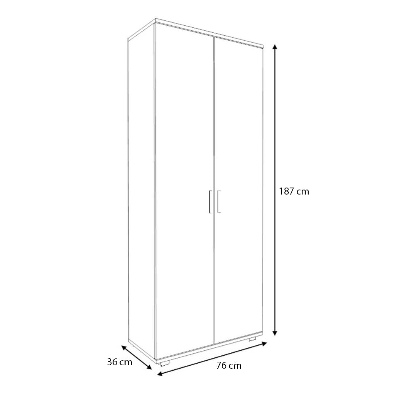 Ντουλάπα Ρούχων - Παπουτσοθήκη Eric Δίφυλλη Χρώμα Καρυδί 76x36x187