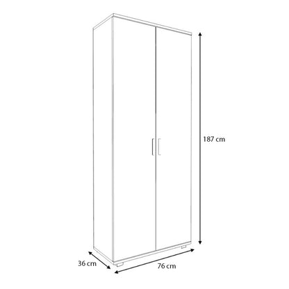 Ντουλάπα Ρούχων - Παπουτσοθήκη Eric Δίφυλλη Χρώμα Καρυδί 76x36x187