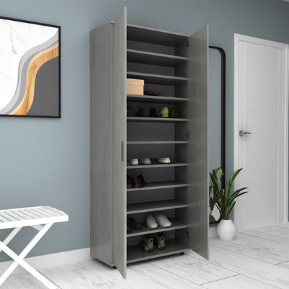 Ντουλάπα Ρούχων - Παπουτσοθήκη Eric Δίφυλλη Χρώμα Γκρι Σκυροδέματος 76x36x187