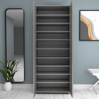 Ντουλάπα Ρούχων - Παπουτσοθήκη Eric Δίφυλλη Χρώμα Γκρι Σκυροδέματος 76x36x187