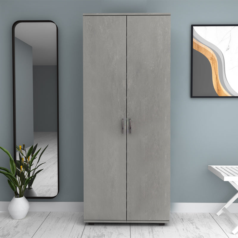 Ντουλάπα Ρούχων - Παπουτσοθήκη Eric Δίφυλλη Χρώμα Γκρι Σκυροδέματος 76x36x187