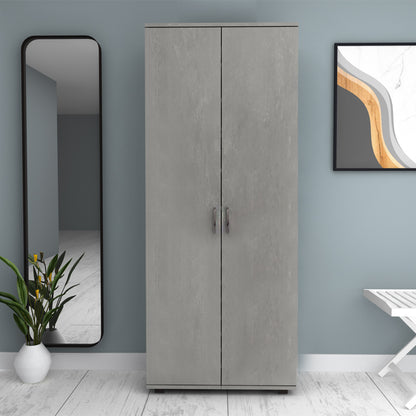 Ντουλάπα Ρούχων - Παπουτσοθήκη Eric Δίφυλλη Χρώμα Γκρι Σκυροδέματος 76x36x187