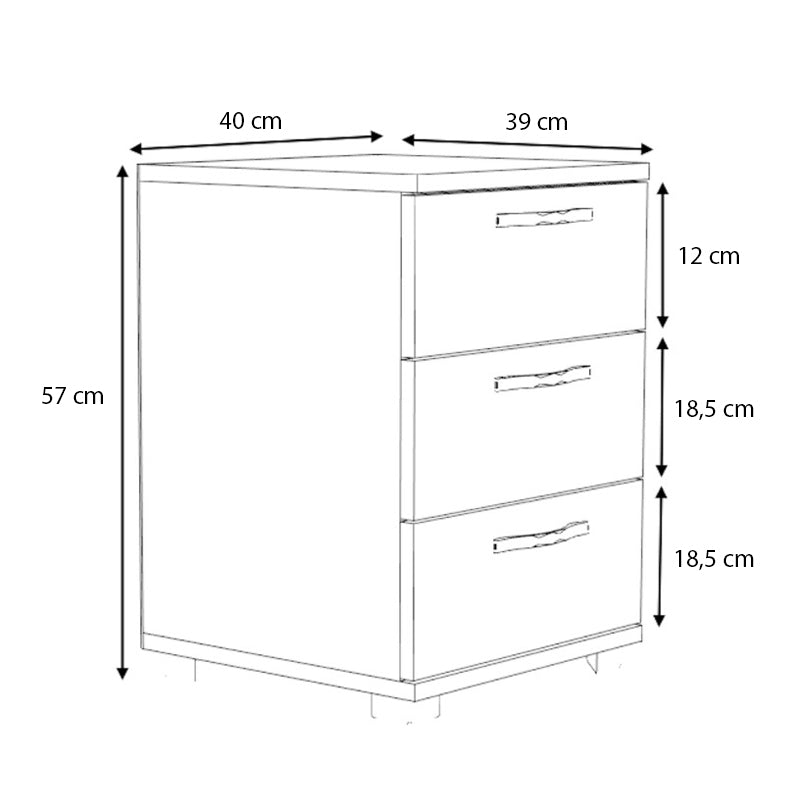 Κομοδίνο - Συρταριέρα Γραφείου Roco Χρώμα Λευκό 40x39x57