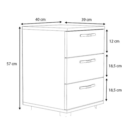 Κομοδίνο - Συρταριέρα Γραφείου Roco Χρώμα Λευκό 40x39x57