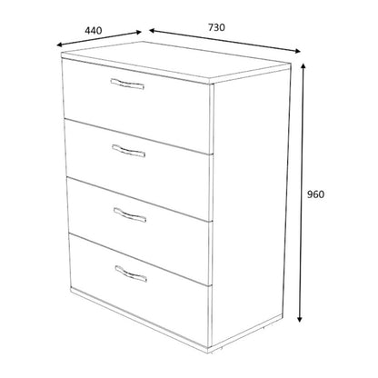   Συρταριέρα Velika Χρώμα Καρυδί 73x44x96