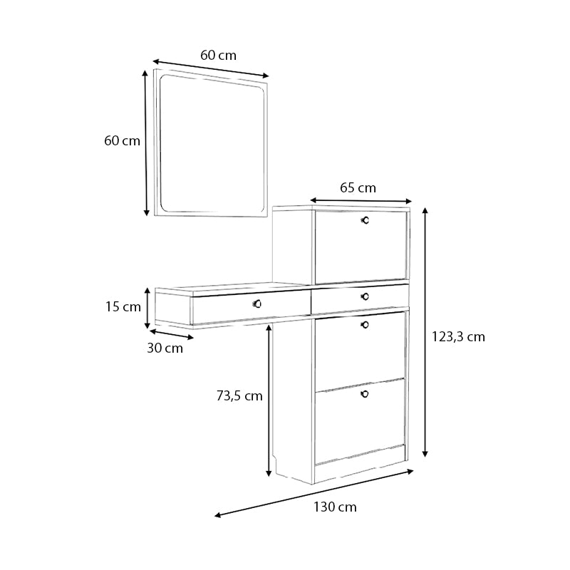 Έπιπλο Εισόδου Pego Χρώμα Καρυδί 130x30x123,3
