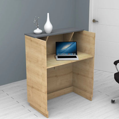 Γραφείο Υποδοχής - Reception Gemini Χρώμα Φυσικό Οξιάς - Ανθρακί 90x50x110